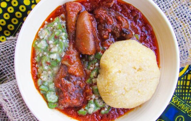 Oiless Seafood Okra and Efo Tete